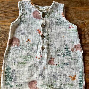 Elegant Baby Organics Woodland Print Muslin Romper 6–12 Months Organic Cotton